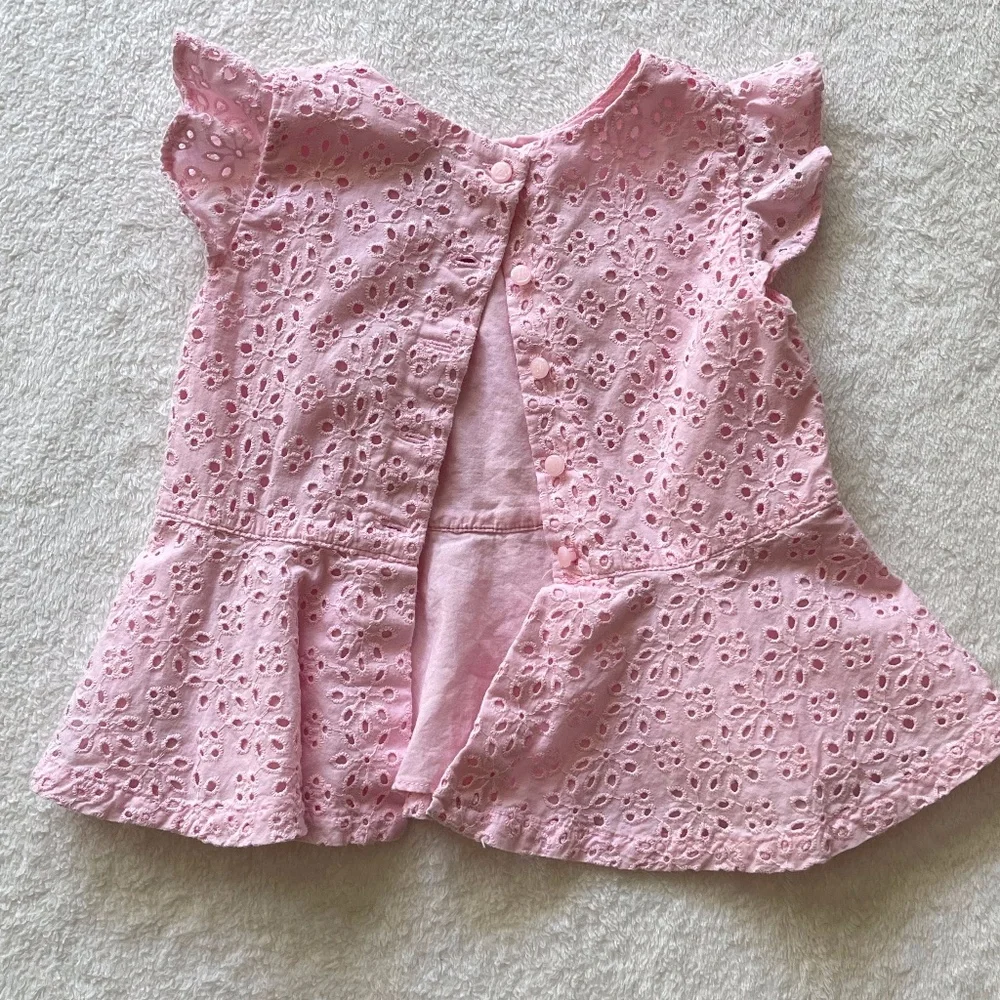 NWOT Ralph Lauren Pink Eyelet Ruffle Top 12 Month